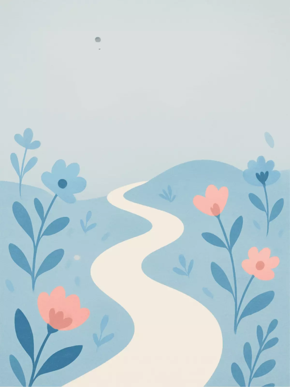 Farewell card with organic curved shapes, symbolizing a smooth transition, gentle design, for wishing good luck and a fond farewell.