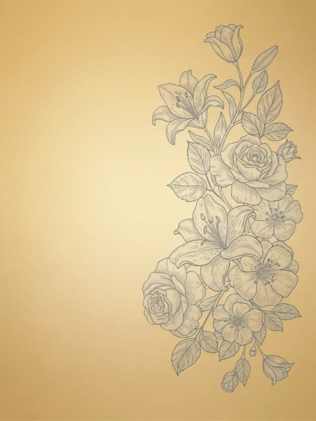 Elegant get well card with minimalist floral illustration in metallic gold and silver accents, conveying hope and serenity.