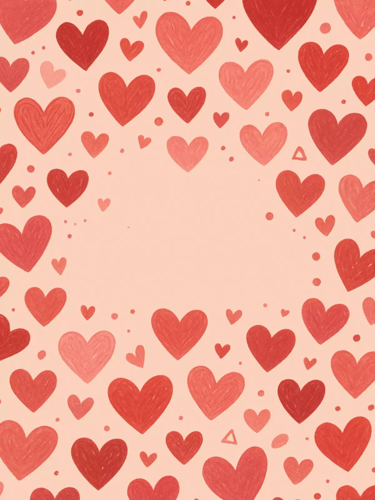 Anniversary card featuring hand-drawn red hearts on a white background, illustration style, romantic and personal design.