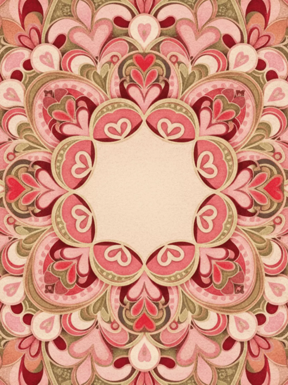 Intricate Indian mandala 'Miss You' card featuring a heart design and warm colors. Illustration style.