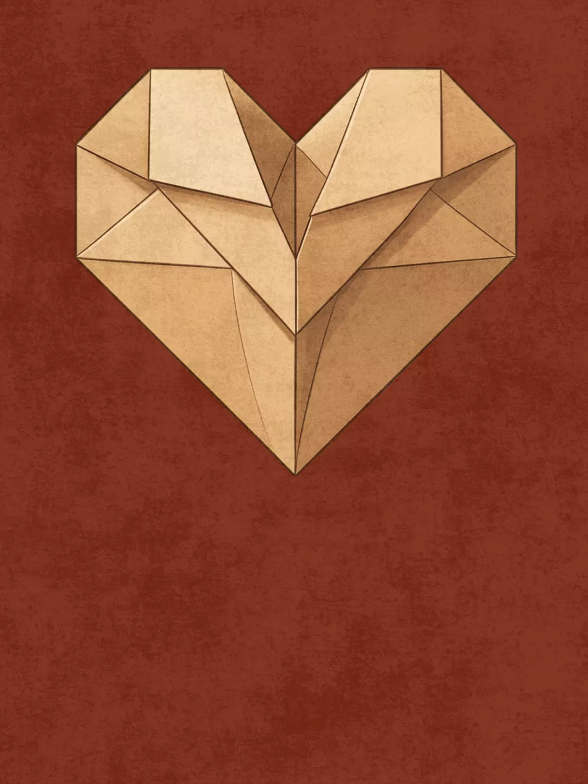 Inspirational card featuring a 3D origami heart in subtle shades, conveying hope and encouragement.