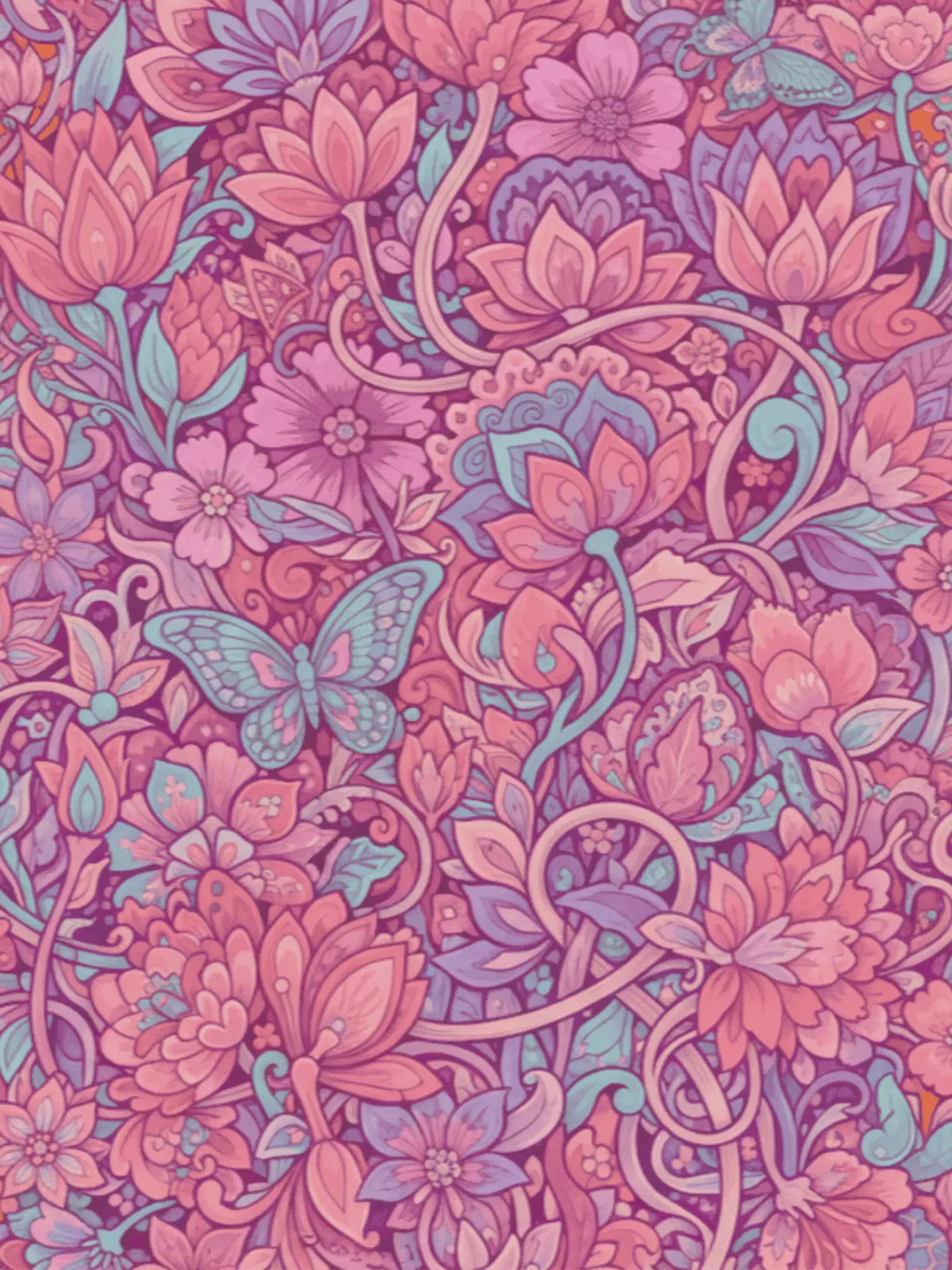 Maximalist floral greeting card with abundant illustrated flowers and decorative elements, vibrant colors, perfect for sending a thoughtful message to friends or loved ones.