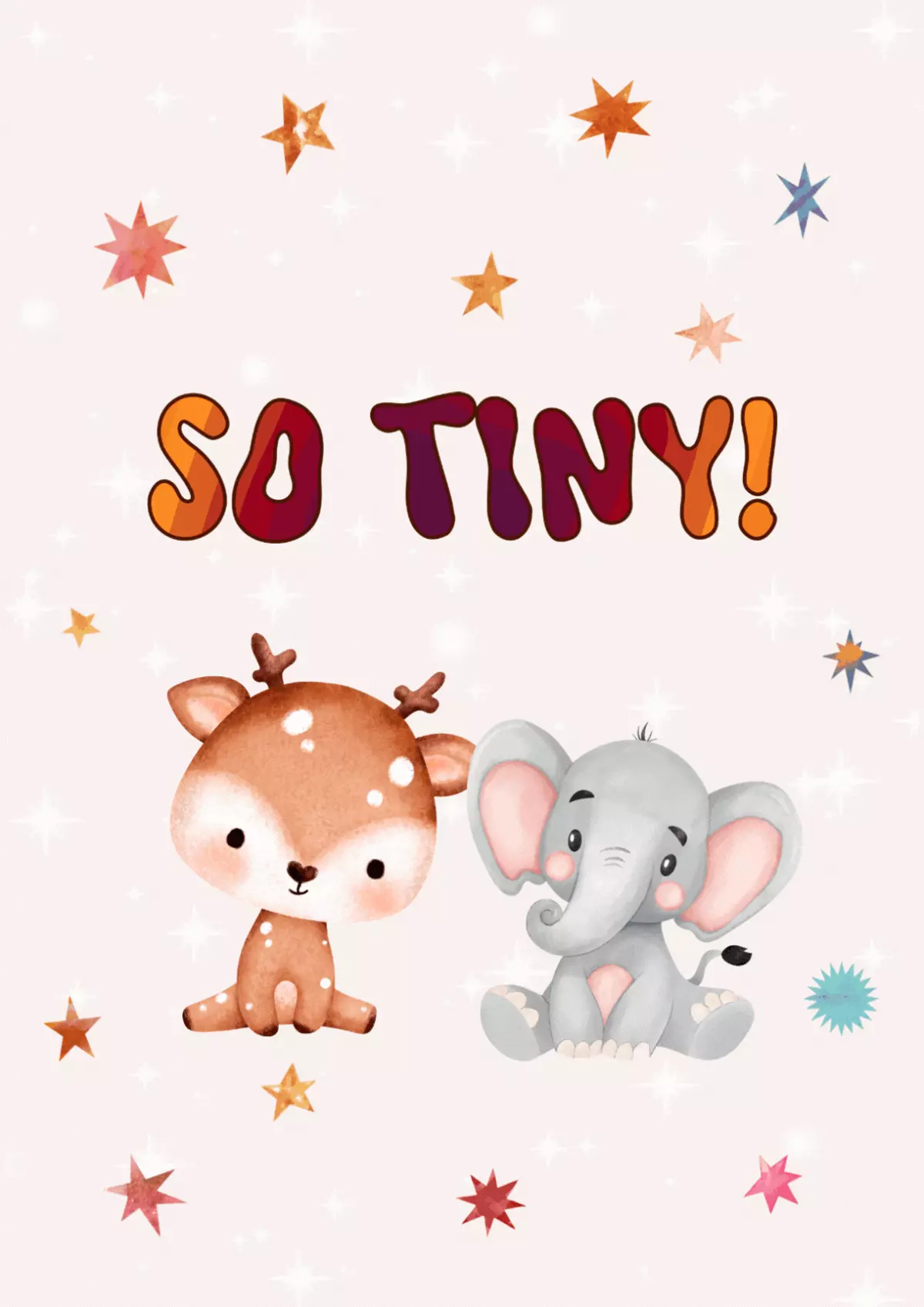 Pastel watercolor new baby card featuring cute paper cut designs, perfect for celebrating a new arrival or baby shower.