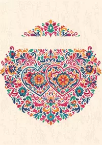Free Anniversary Card - Mexican Folk Art Hearts