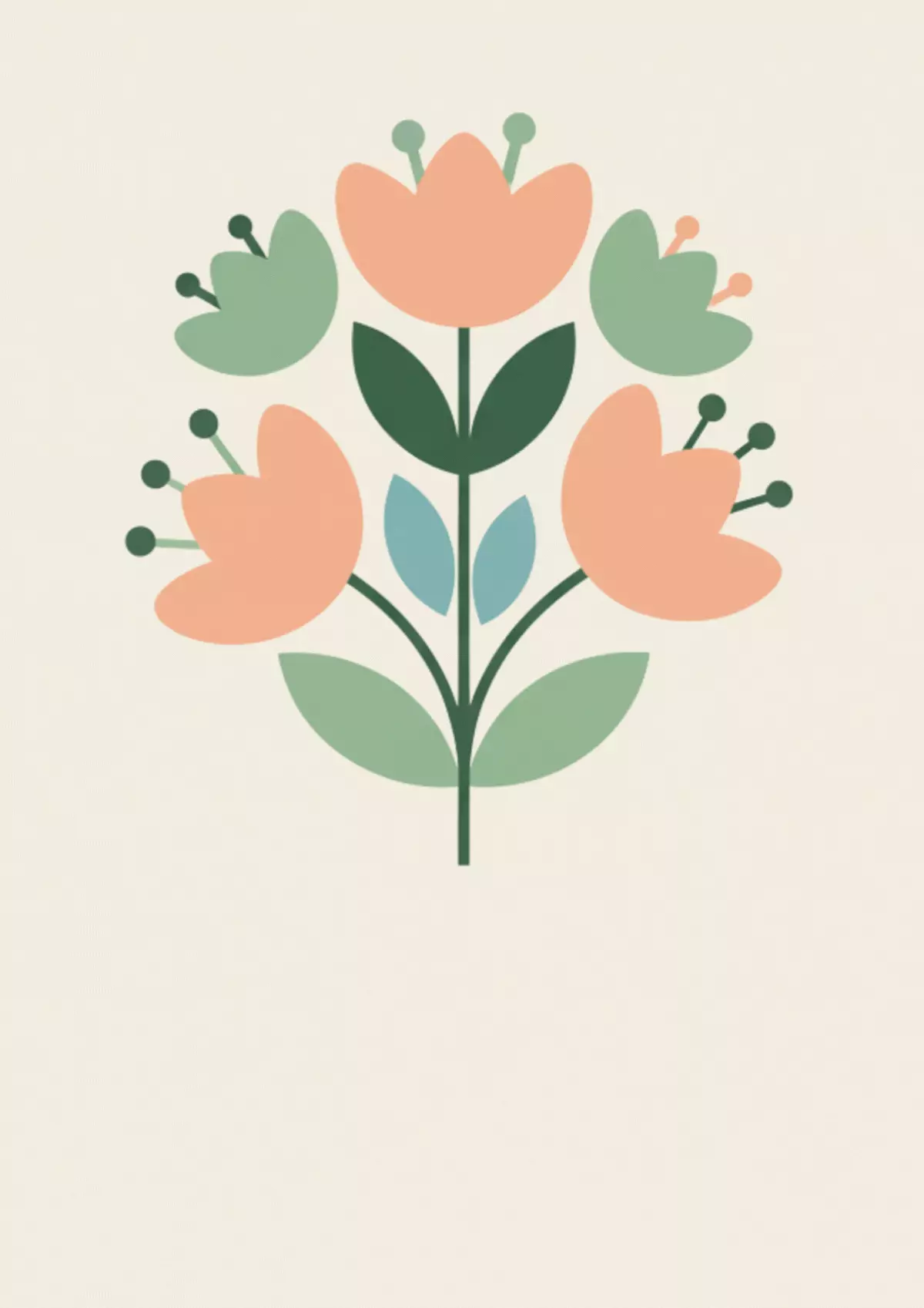 Scandinavian floral 'Miss You' card featuring stylized flowers and a simple, clean design. A heartfelt way to express your feelings for friends and loved ones.