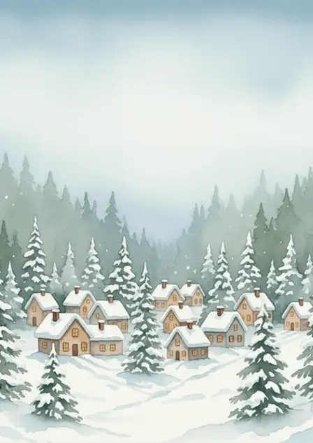 Winter Village Watercolor
