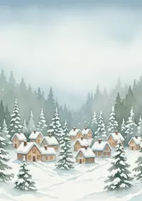 Free Christmas Card - Winter Village Scene