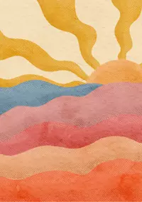 Free Retirement Card - Sunset Vector Design