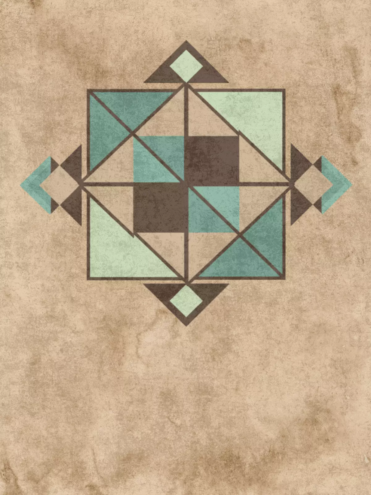 Abstract 'Thinking of You' card featuring a balanced geometric pattern in calming colors, suitable for friends and loved ones.