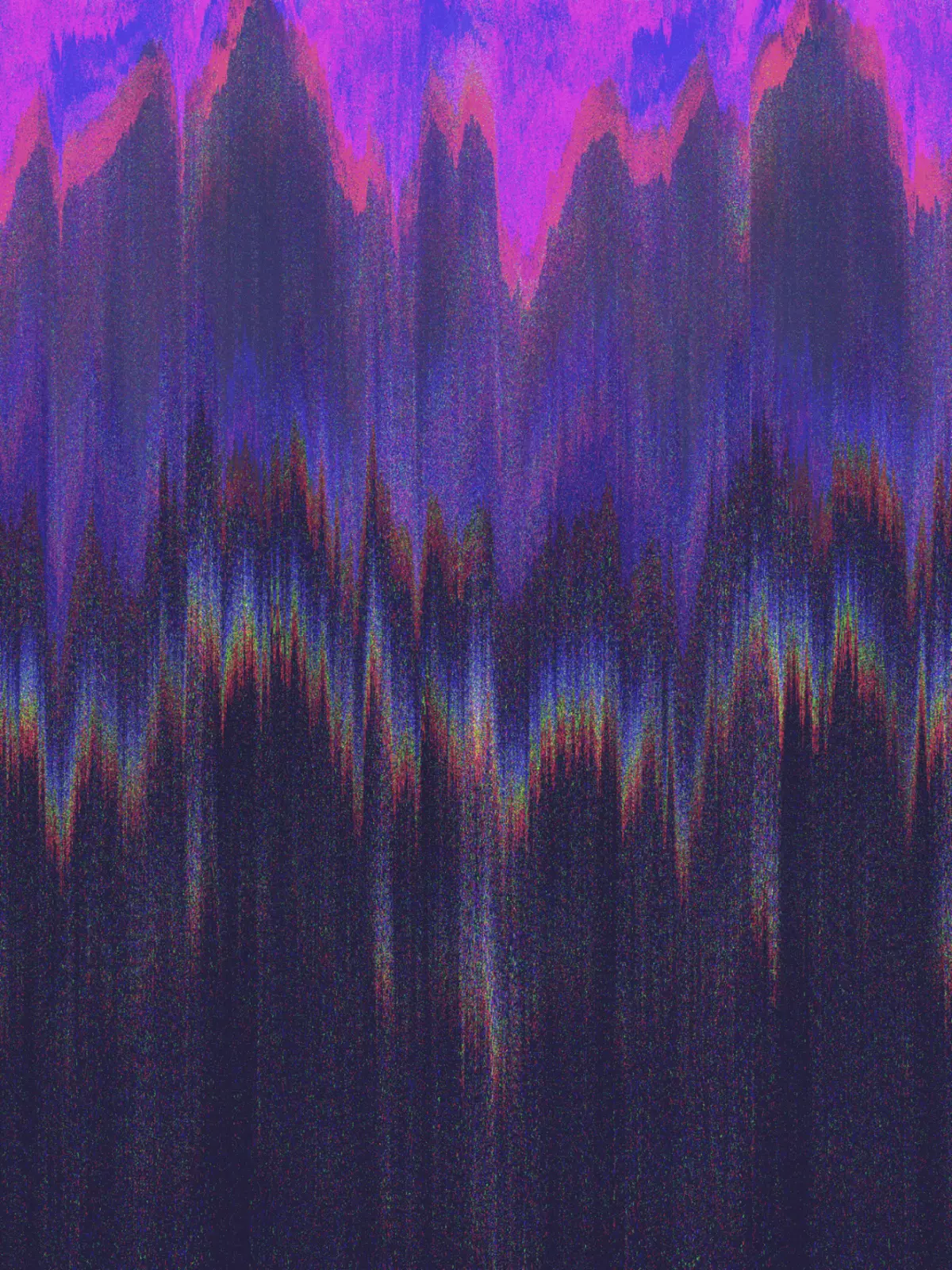 Cyberpunk Christmas card featuring glitch art and flat design. Vibrant colors and geometric shapes create a modern holiday scene.