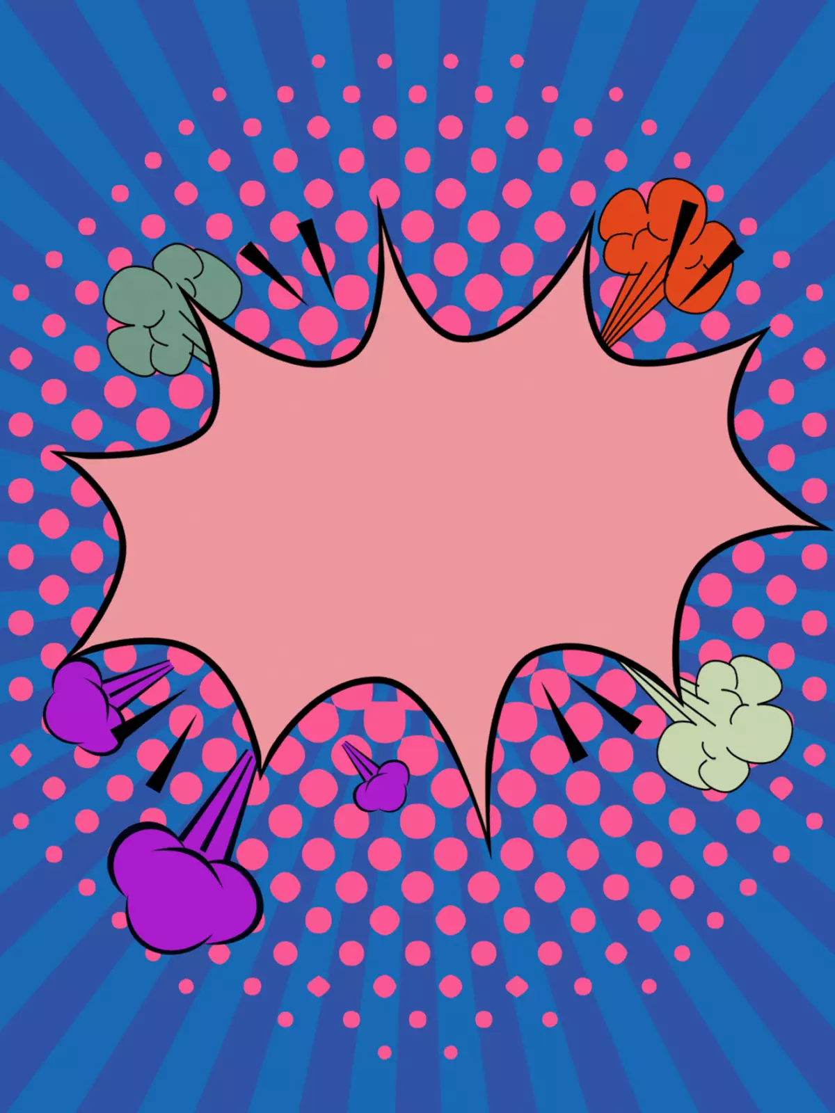 Brightly colored pop art style greeting card with motivational message, watercolor effect, retro design, comic book elements.