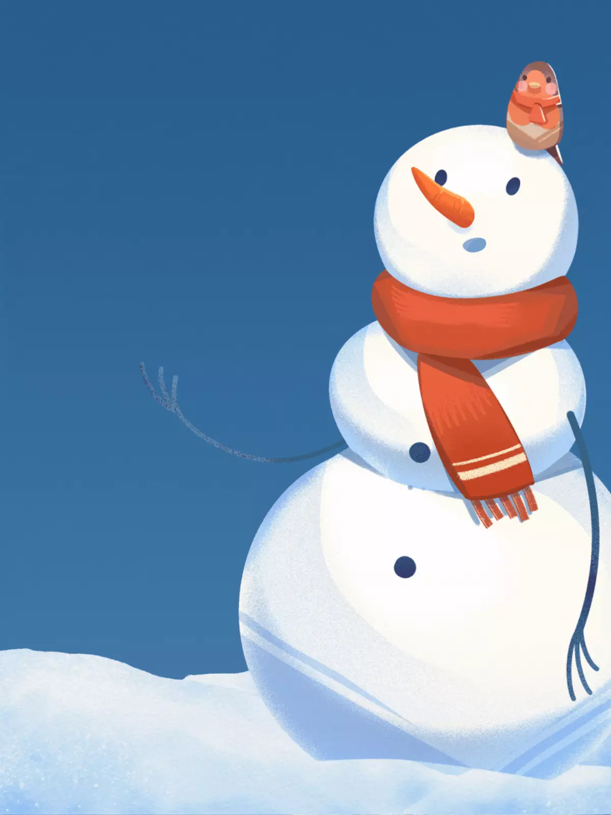 Funny vertical holiday card featuring a stacked snowman, minimalist design, playful text, ideal for sending holiday greetings to friends and kids.