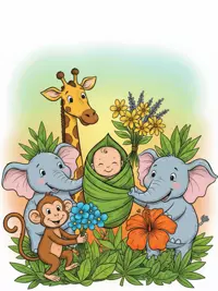Free Baby Shower Card - Jungle Animals!