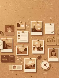 Free Welcome Back Card - Corkboard Collage Design