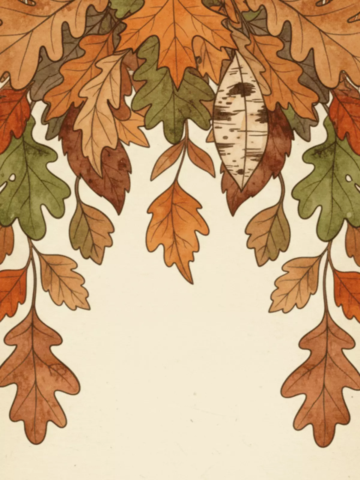 Thanksgiving card featuring aged botanical illustrations in muted earth tones, watercolor artistic style, vintage design, ideal for Thanksgiving greetings to family.