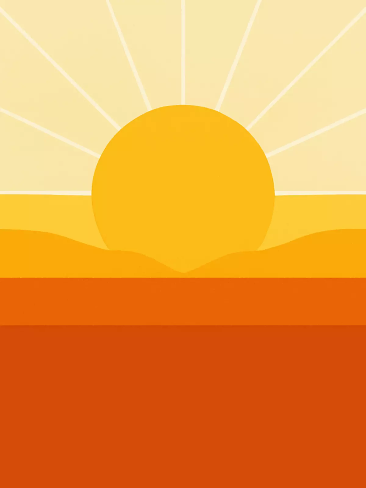 Modern Women's Day card with a symmetrical sunrise design in minimalist style, representing hope and new beginnings, perfect for celebrating women.