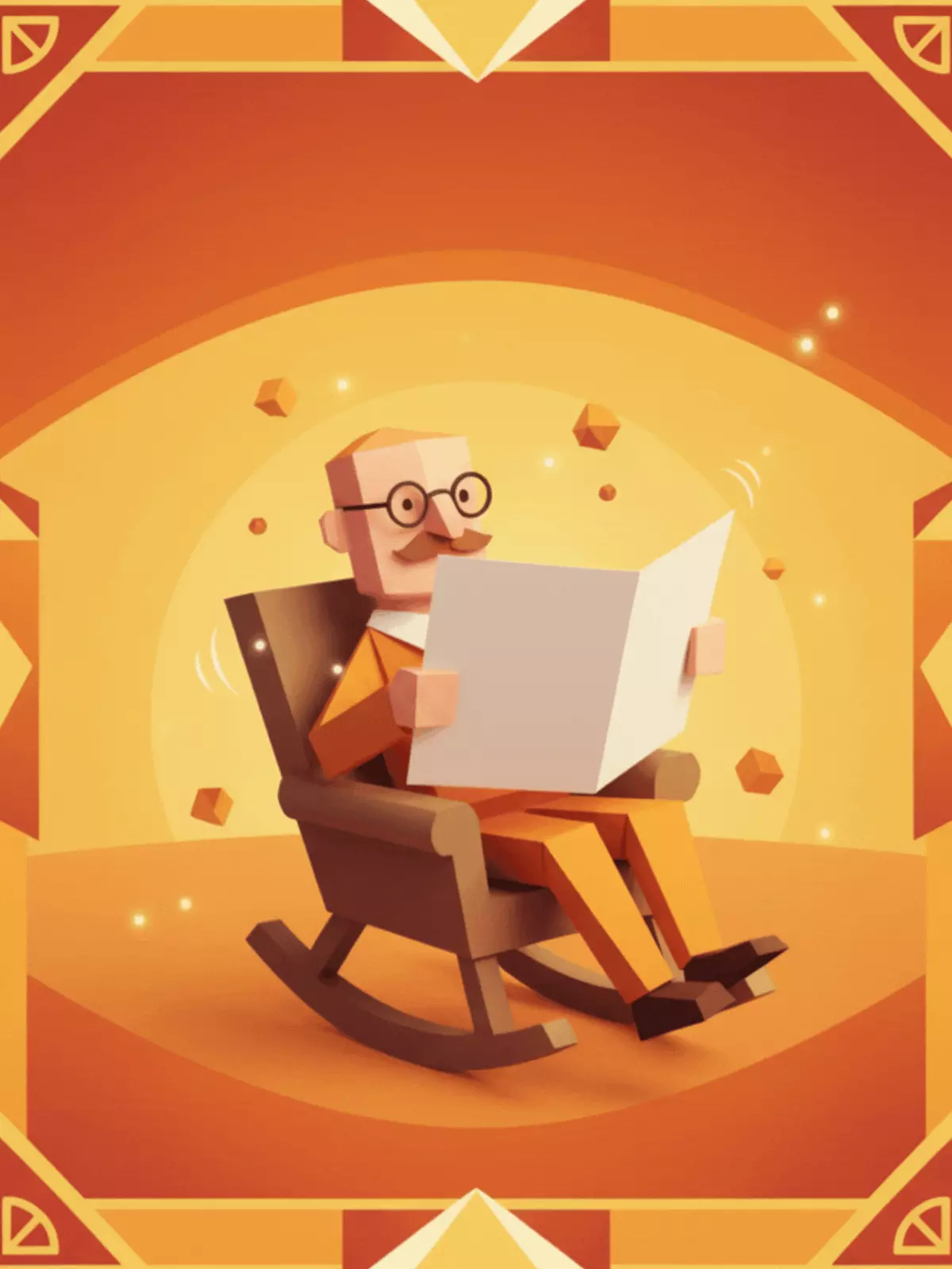 Retro style Father's Day pop-up card with origami paper design, vintage fonts, and warm colors, celebrating fatherhood and love.