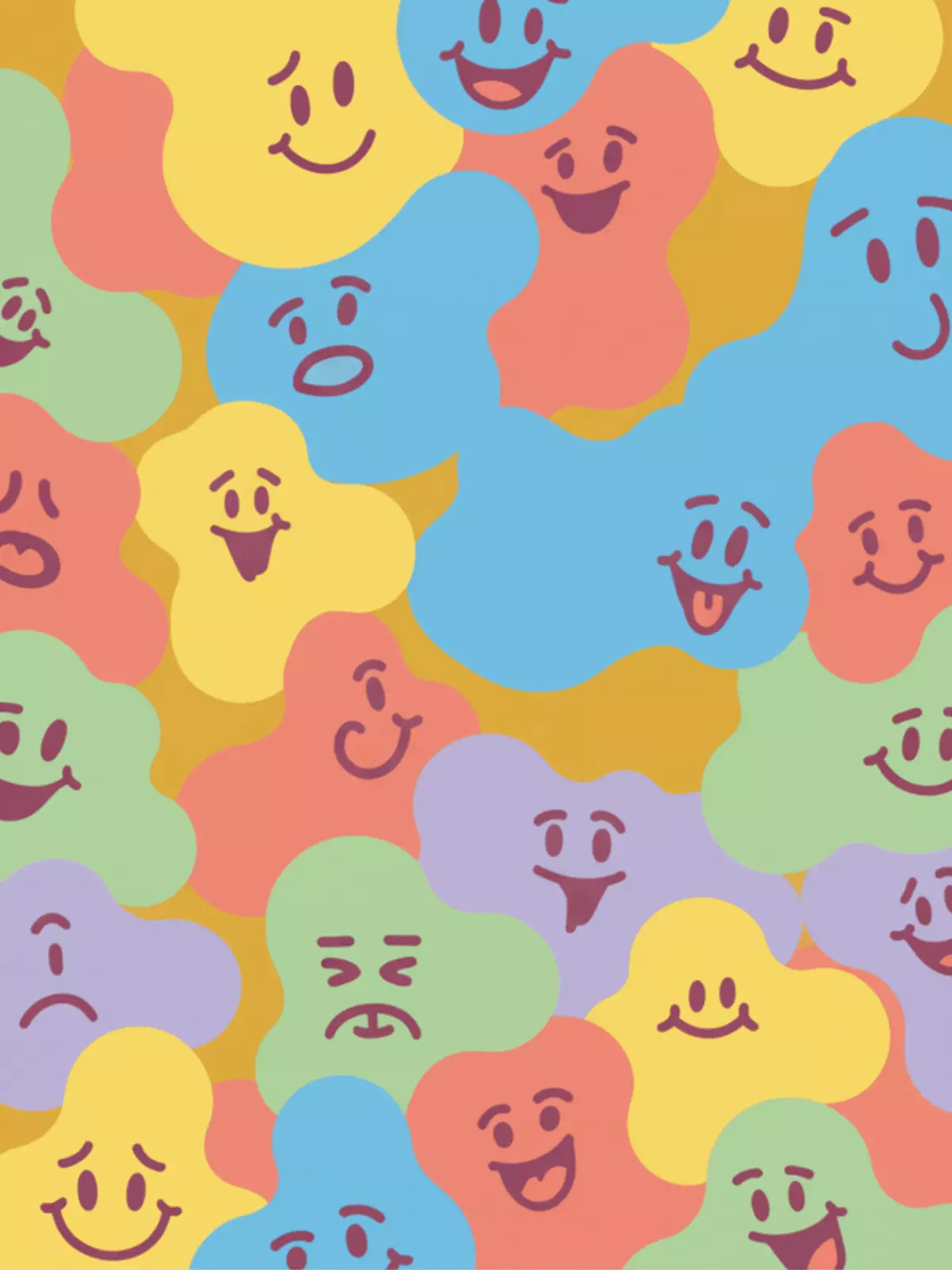 Playful Siblings Day card featuring curved, organic shapes in bright colors, abstract design style, funny and celebratory