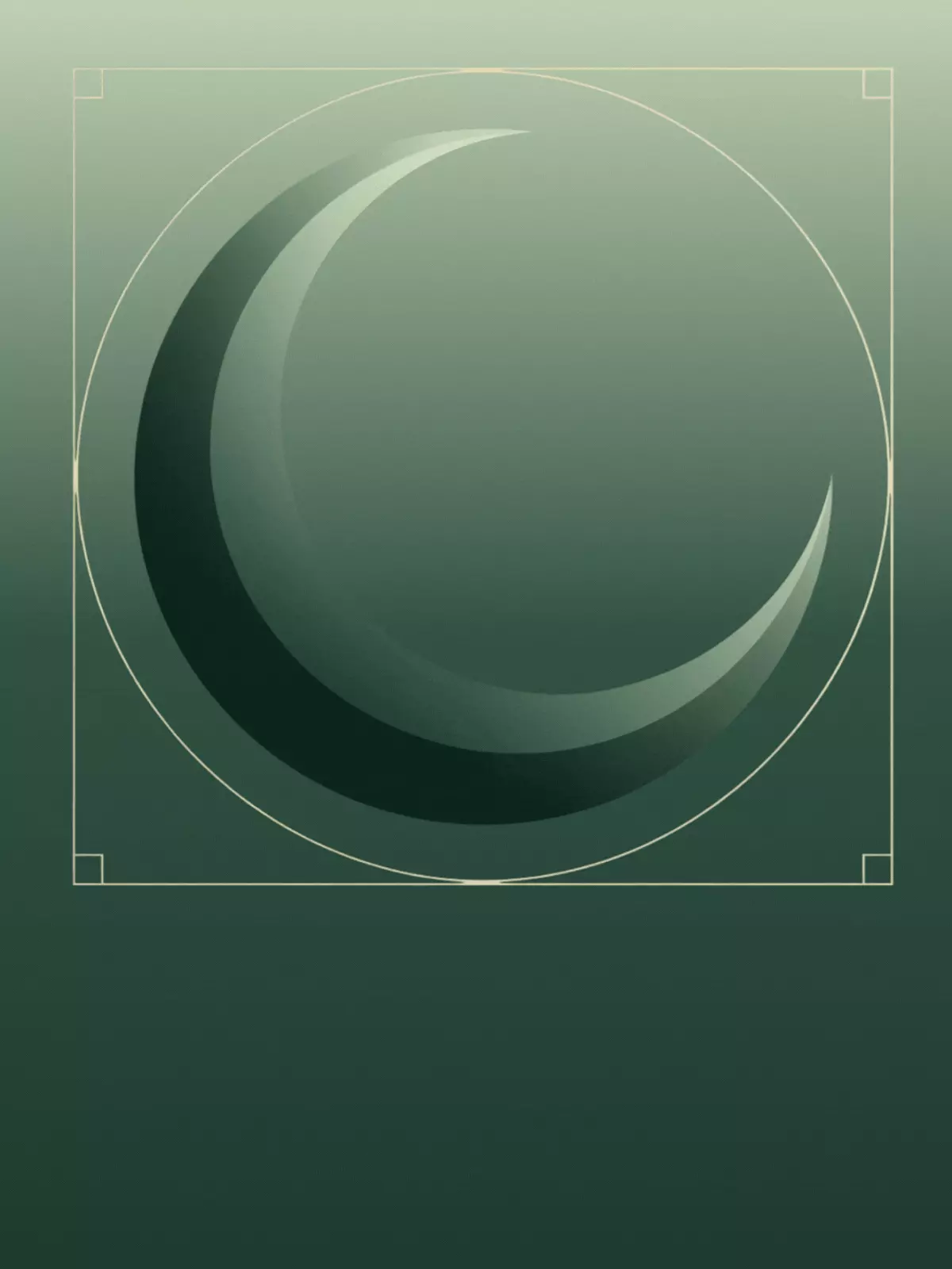 Monochrome Ramadan Kareem card featuring a gradient crescent moon, minimalist design, spiritual and modern.