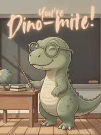 Free Teacher's Day Card - Dino-mite Thanks!