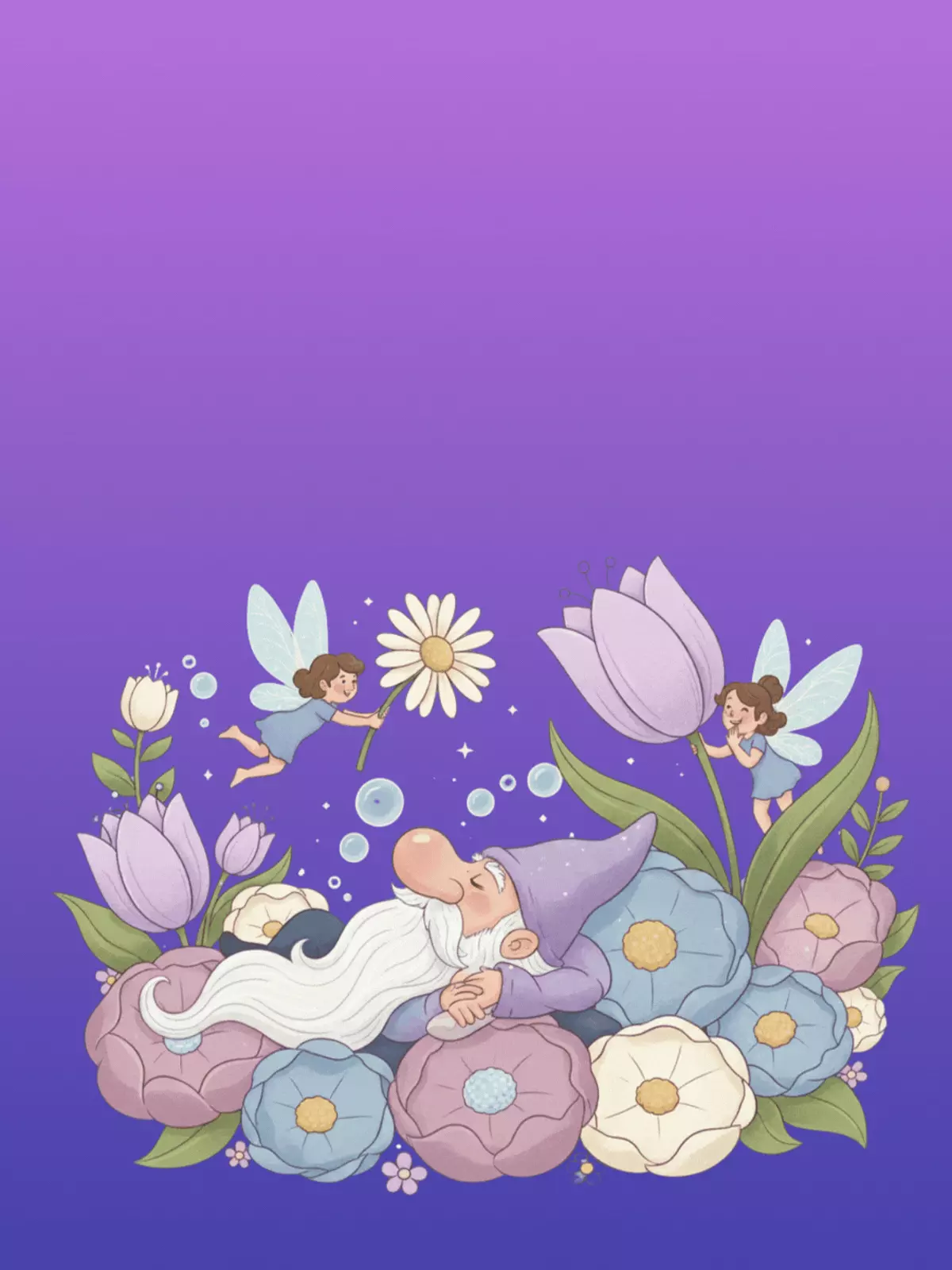 Sister's Day card with pastel floral design and playful cartoon characters, celebrating sisterhood, featuring the text 'Sis Shenanigans!'