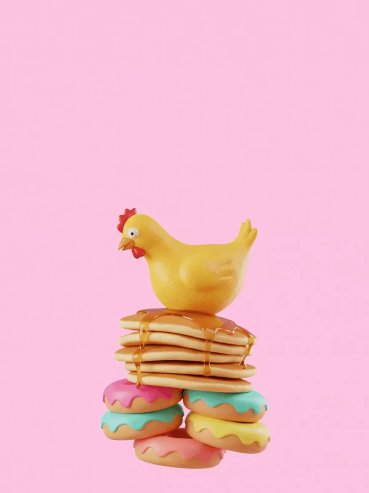 Funny apology card featuring a top-heavy stack of comical objects, abstract design, playful colors, for expressing regret and saying sorry.