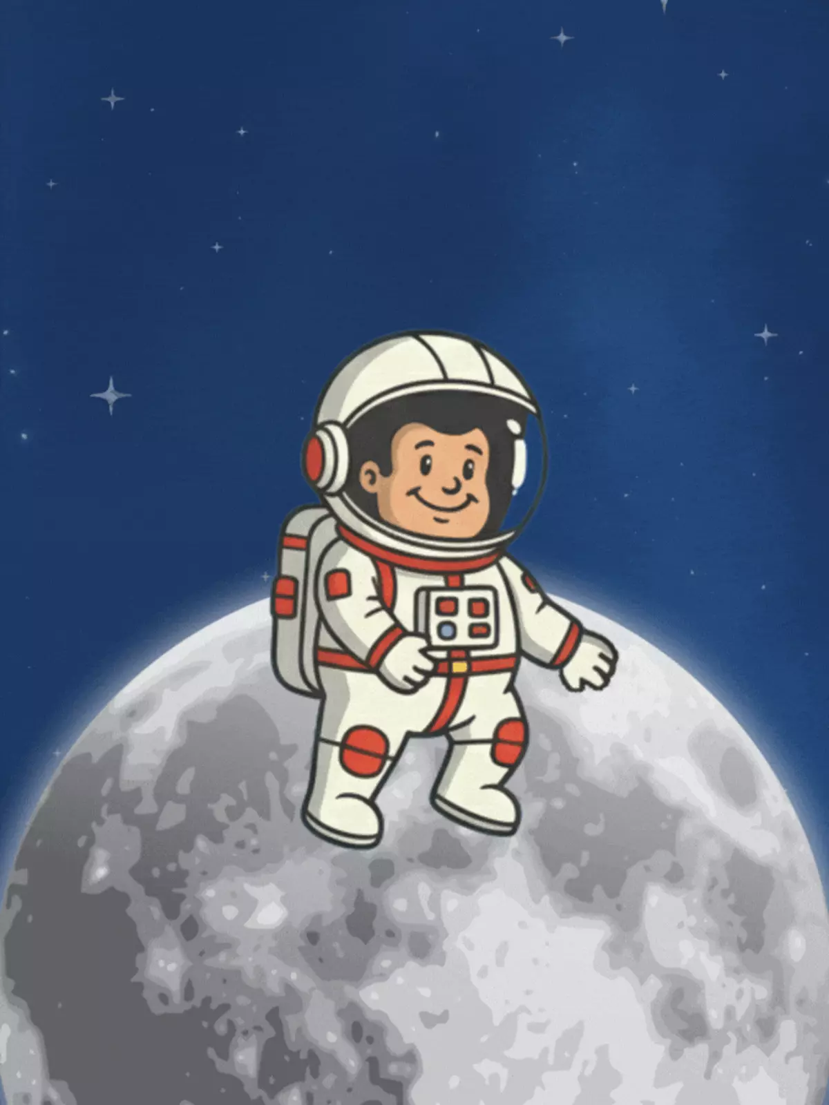 Flat design retirement card featuring an astronaut landing on a planet labeled 'Planet of Retirement', with a retro style and bold colors, perfect for celebrating retirement.