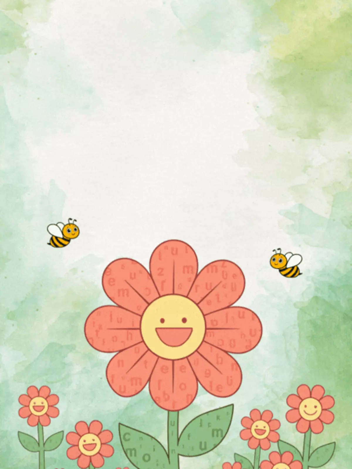 Whimsical Mother's Day card featuring a lowercase garden scene with flowers and playful design elements, perfect for a funny mom.