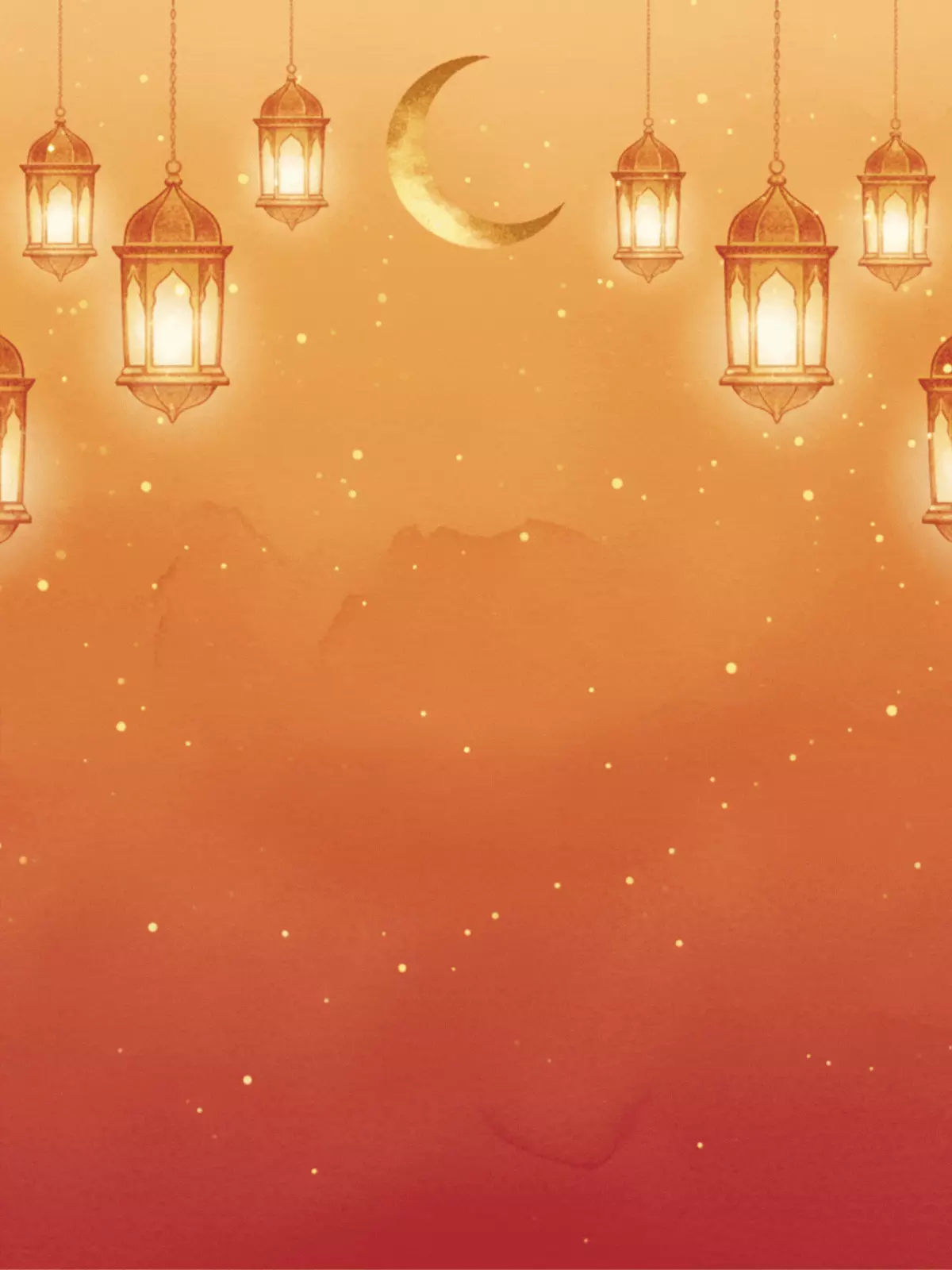 Watercolor Ramadan Kareem greeting card featuring warm colors and a traditional design, perfect for sending blessings to family and friends during the holy month of Ramadan.