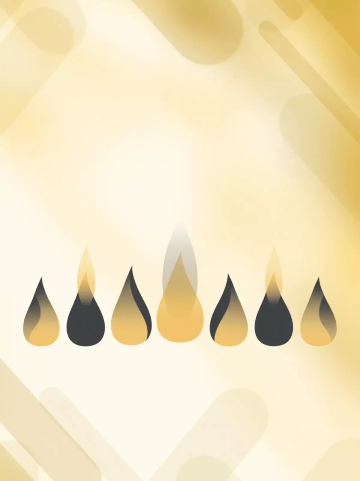 Minimalist Kwanzaa card featuring abstract candle flame shapes in warm colors, modern design style, for Kwanzaa celebrations.