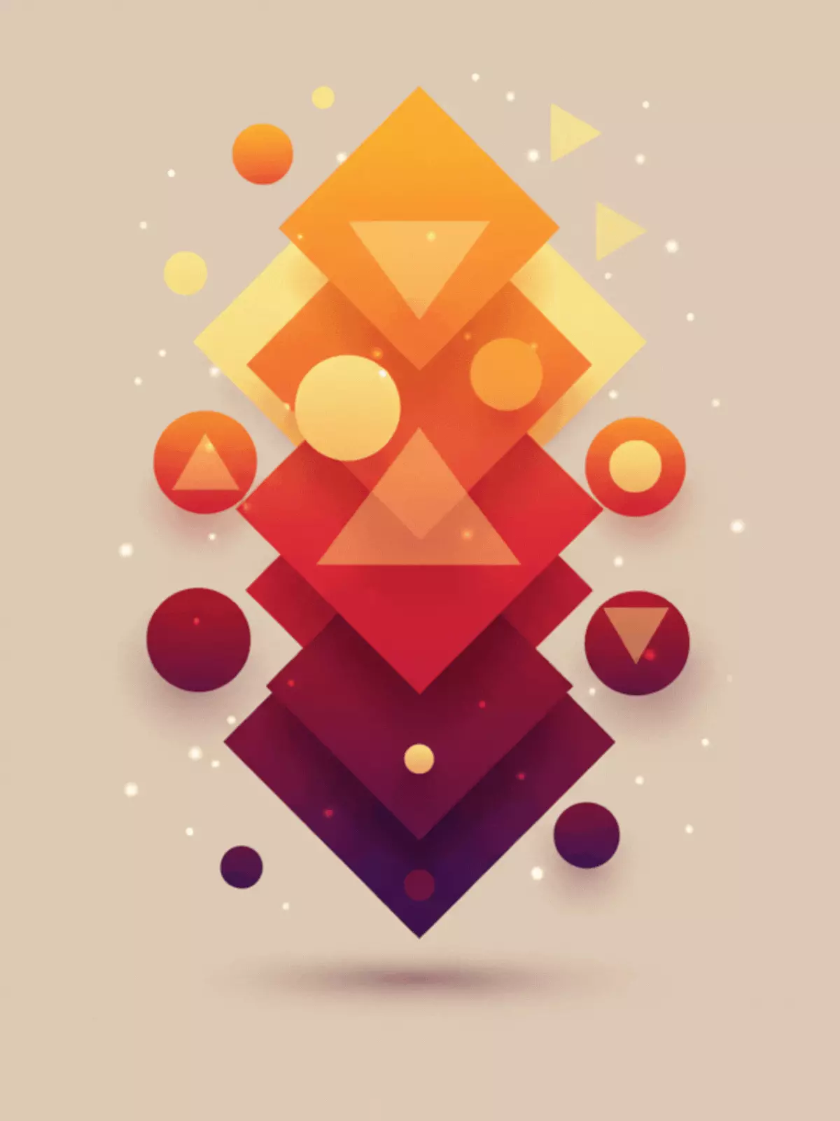 A 3D Holi greeting card with vibrant color gradients and layered geometric shapes creating a sense of depth and movement in a modern, minimalist style.