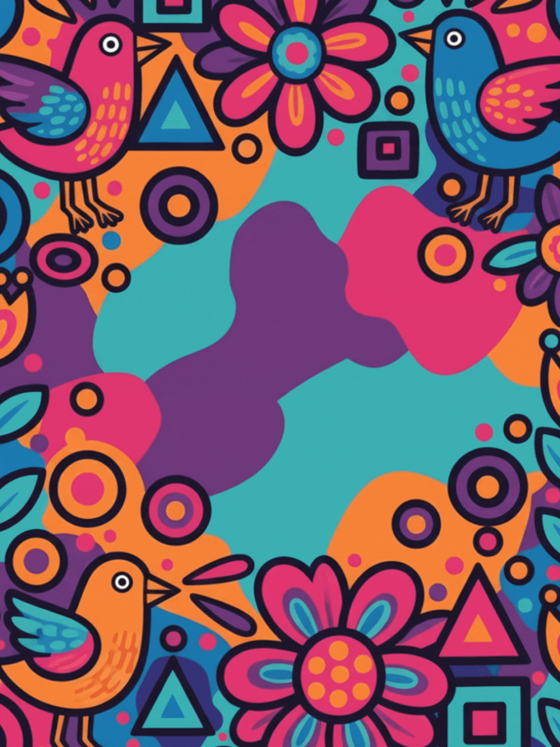 Colorful Teacher's Day card featuring Mexican folk art birds and the text "Best Teacher Ever!", humorous and whimsical design.