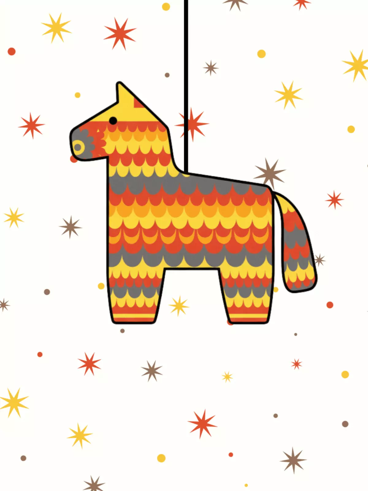 Humorous Cinco de Mayo card featuring Islamic geometric patterns forming a colorful piñata design, perfect for friends and kids