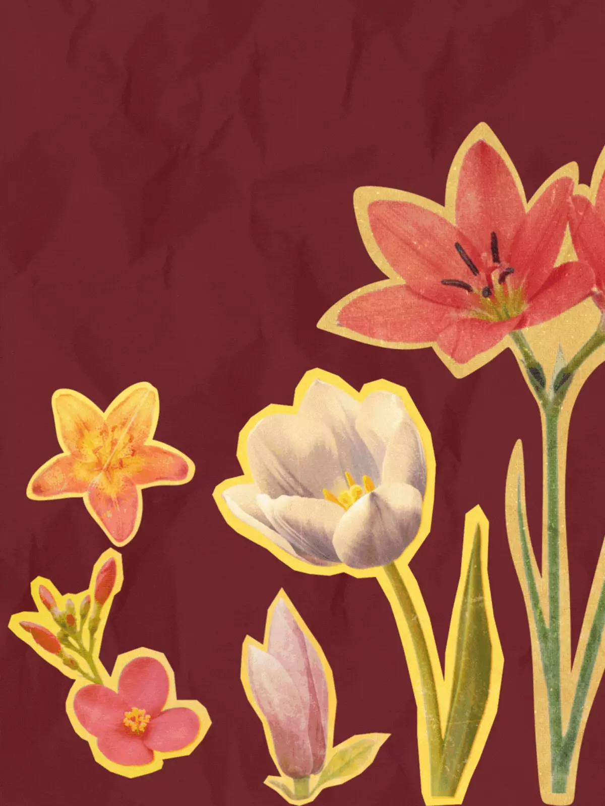 Funny Sister's Day card featuring simplified floral shapes in a flat design, minimalist style, humorous sentiment.