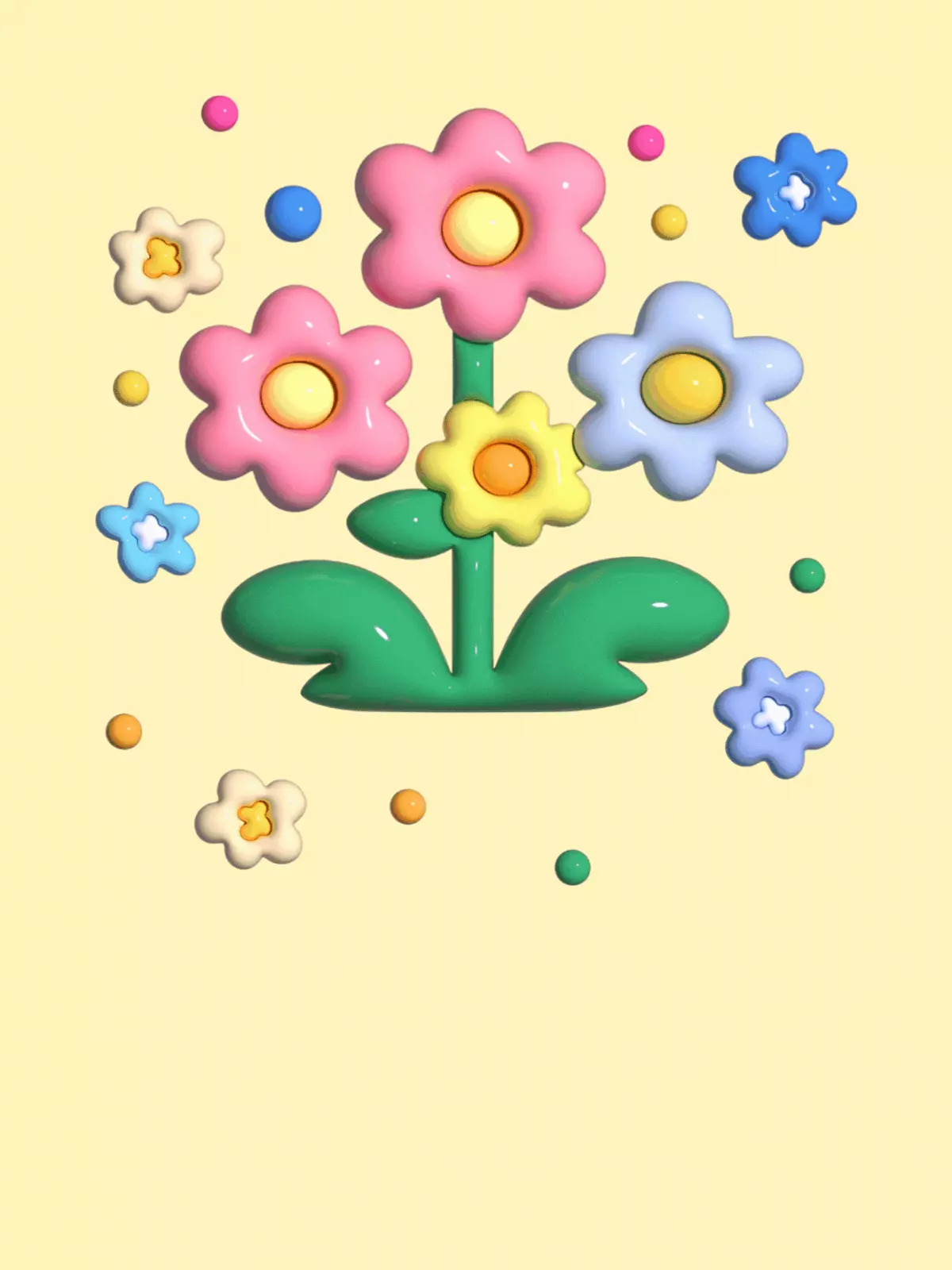 Abstract retro get well card with vibrant colors and organic shapes, featuring floral elements symbolizing growth and renewal.