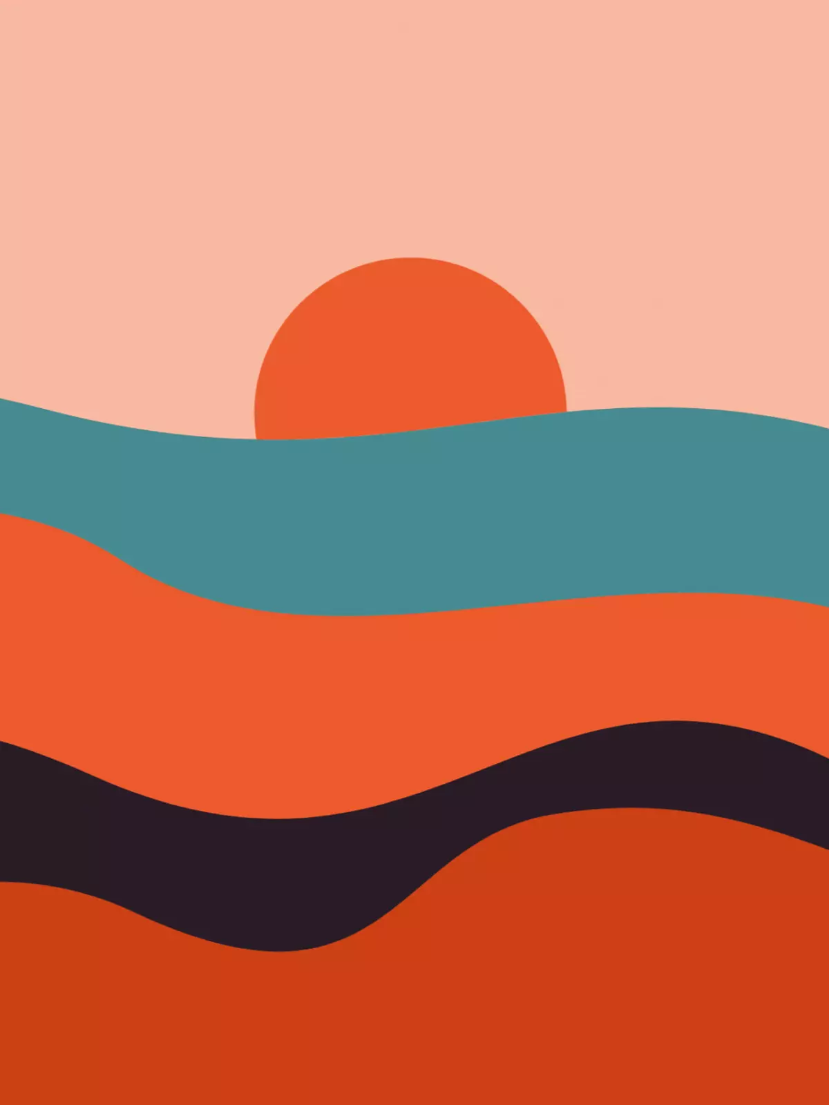 Retro 'Hello Friend' card with geometric triangle design in mid-century modern style, perfect for thinking of you occasions.