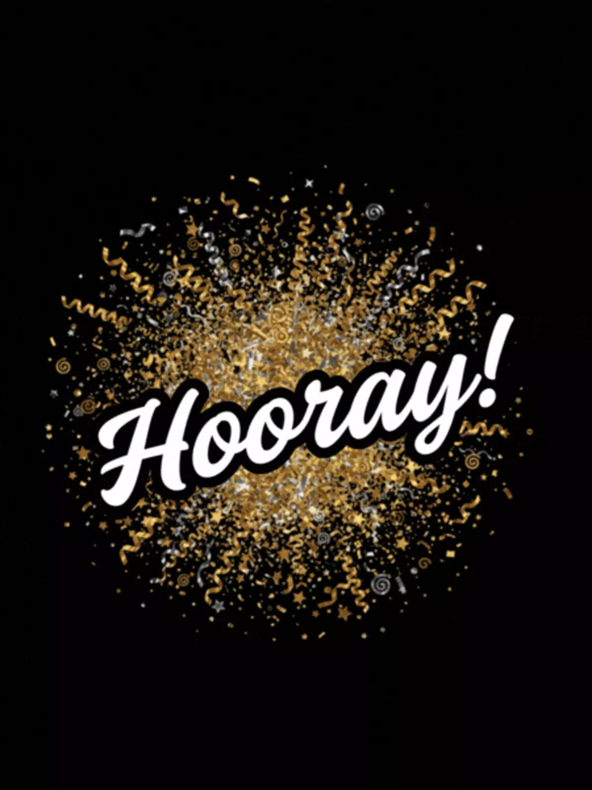 Whacky birthday card illustration featuring metallic confetti in a chaotic and celebratory design, perfect for sending birthday wishes to friends and family.