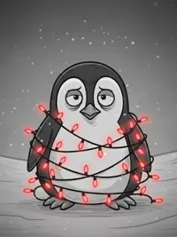 Free Funny Christmas Card - Penguin's Holiday Mishap