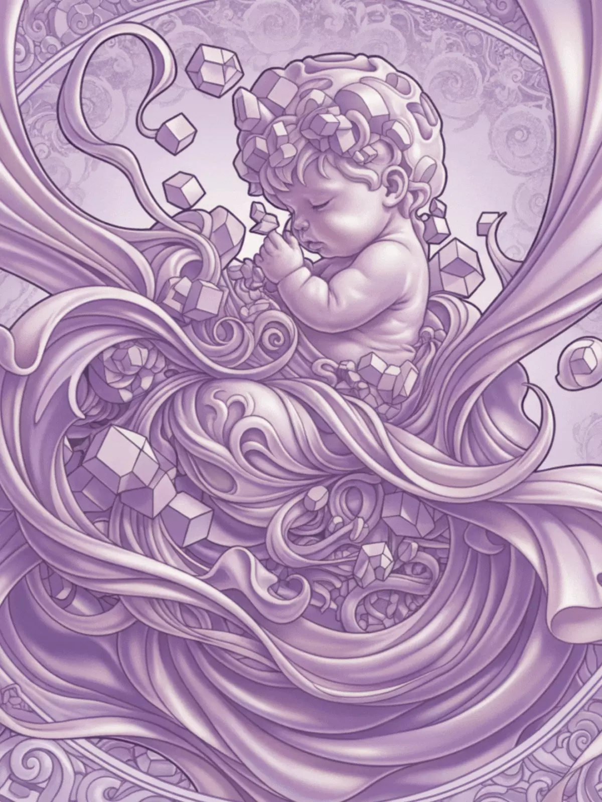Elegant baby shower card with a silk-like abstract design in soft feminine colors, perfect for celebrating a new baby.