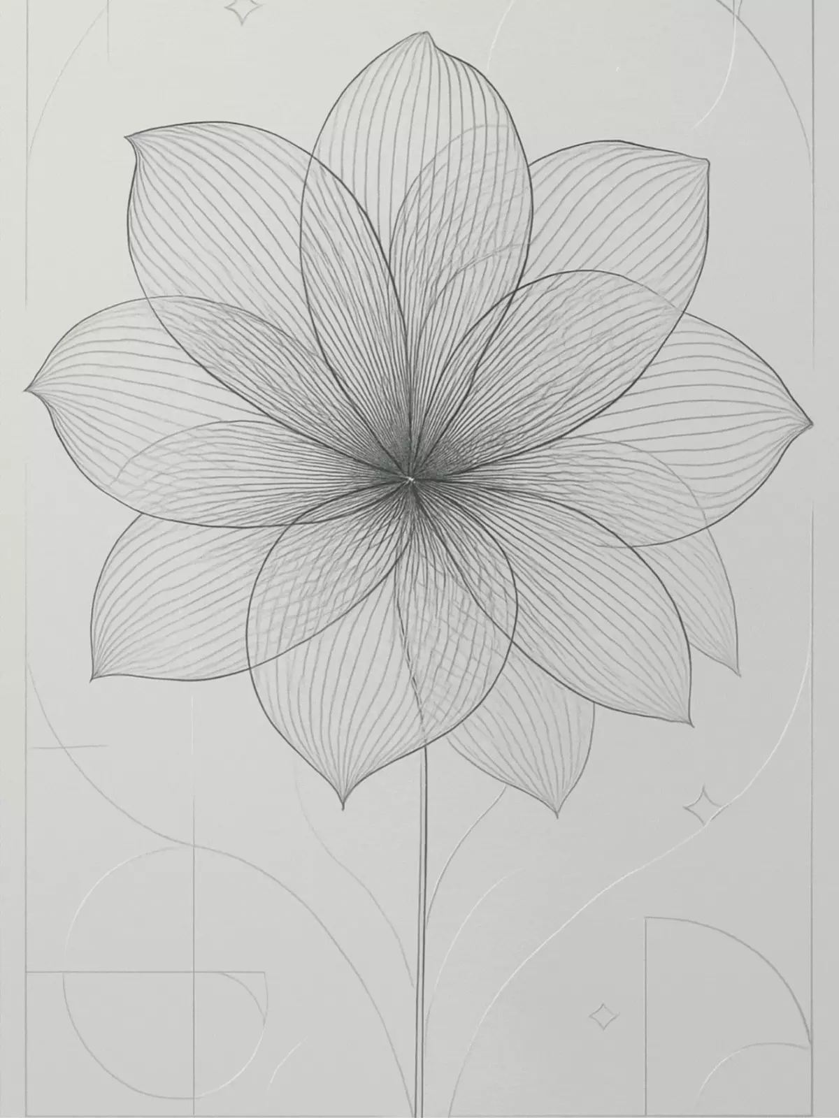 Minimalist "Thinking of You" card featuring a wireframe floral design, modern style, perfect for friends or loved ones.