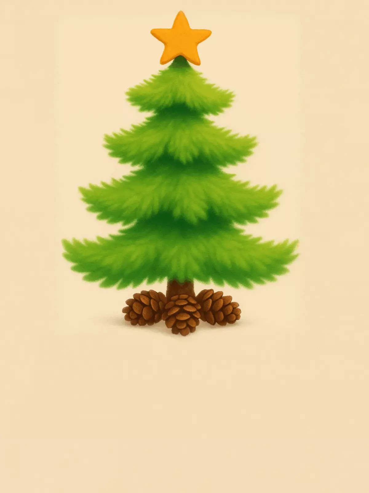 Funny minimalist Christmas card featuring a textured Christmas tree and the pun "Fuzz Navidad!", organic design style
