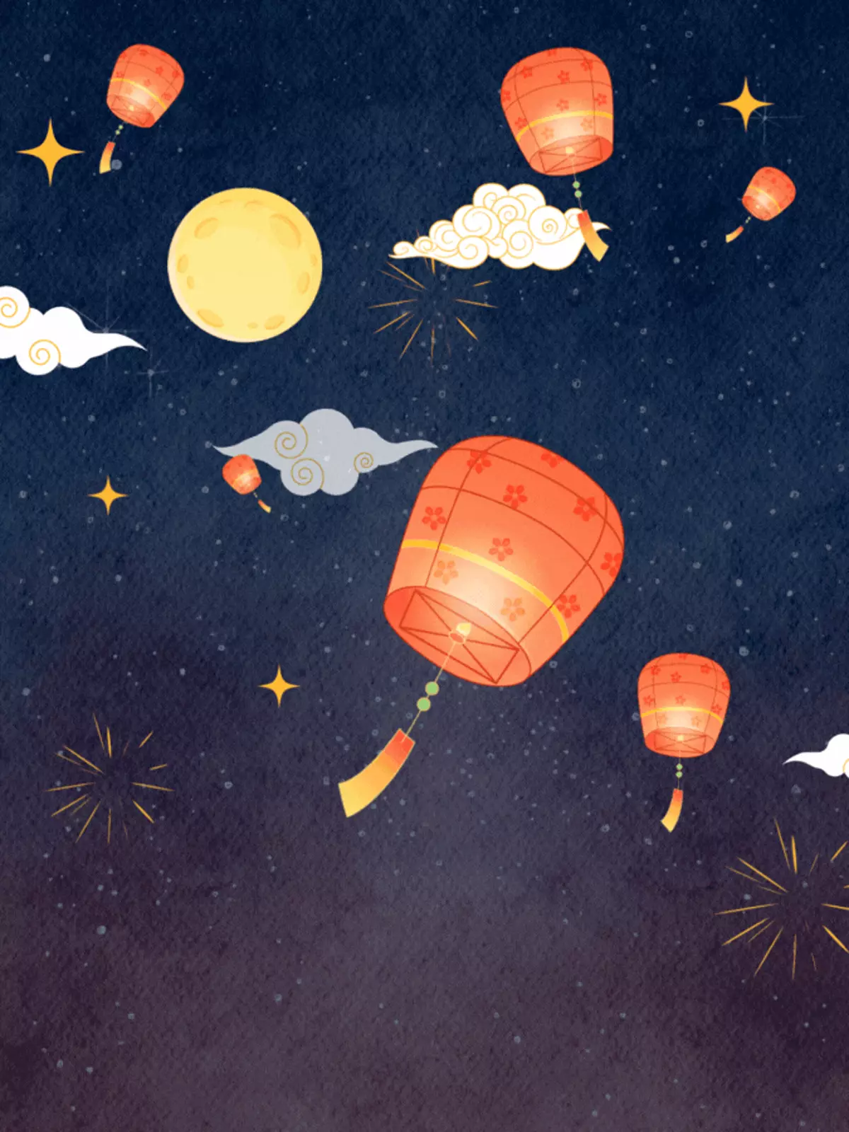 Abstract Chinese New Year card with a lantern pattern, representing hope and good luck. Festive design in warm colors, perfect for friends and family.