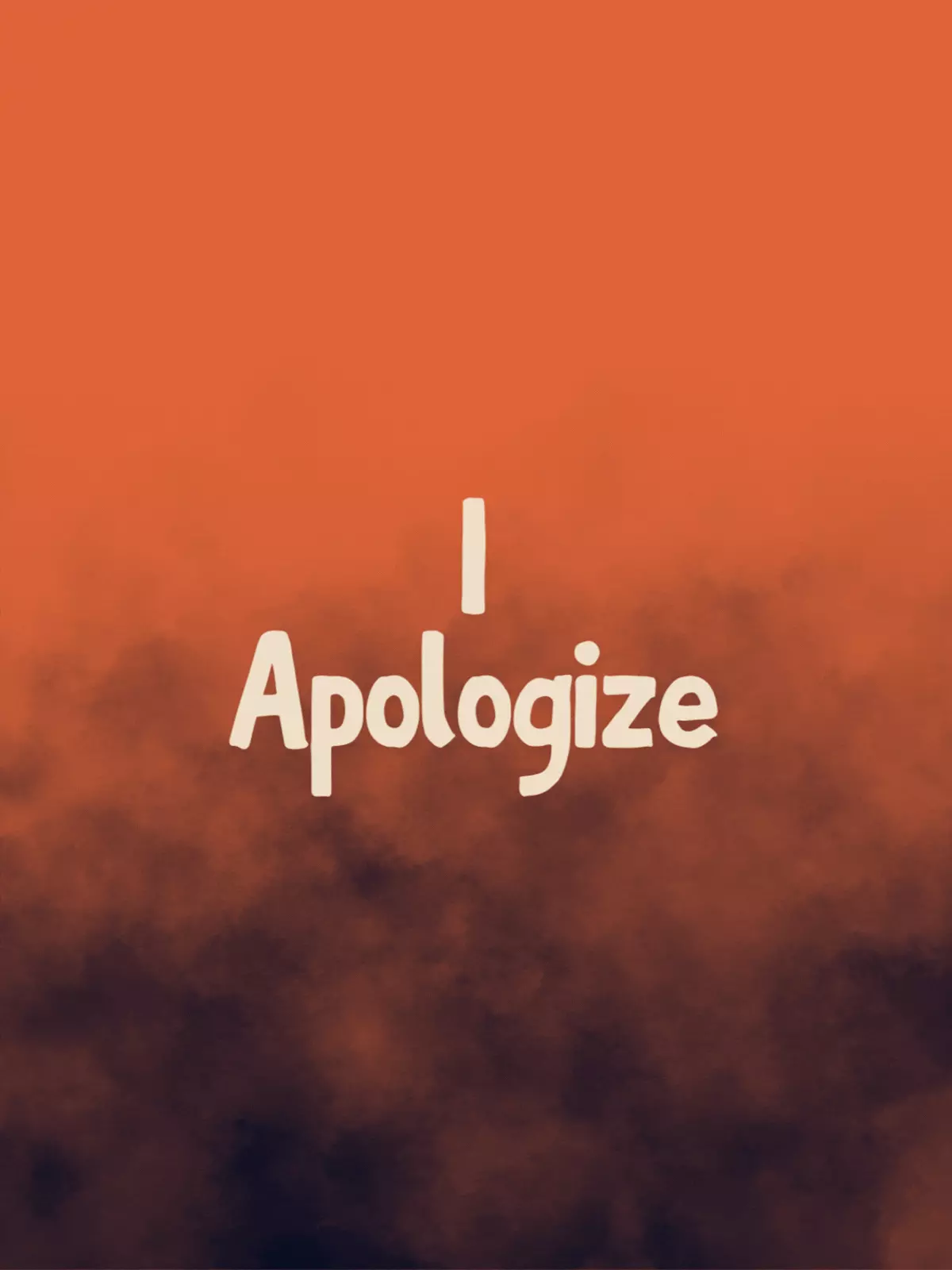 Watercolor 'I Apologize' card featuring typography design, soft colors, and artistic texture, suitable for expressing sincere apologies.