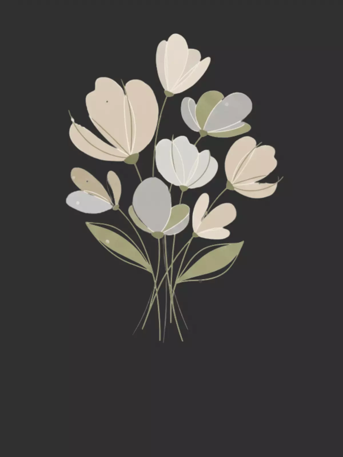 Minimalist Mother's Day card with desaturated floral design, modern style, muted colors, perfect for sending love to Mom