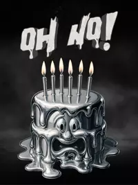 Free Funny Birthday Card - Melting Cake Mayhem!