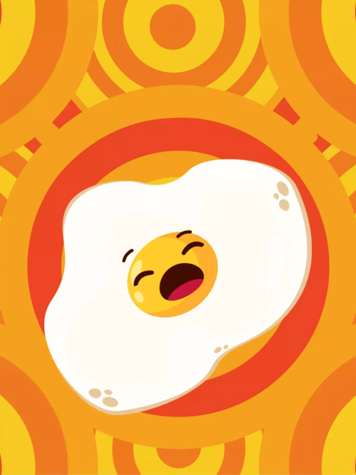 Cute get well card featuring a sunny-side-up egg character with a happy expression, warm colors, and the text 'Get Well Soon!', illustration design style.