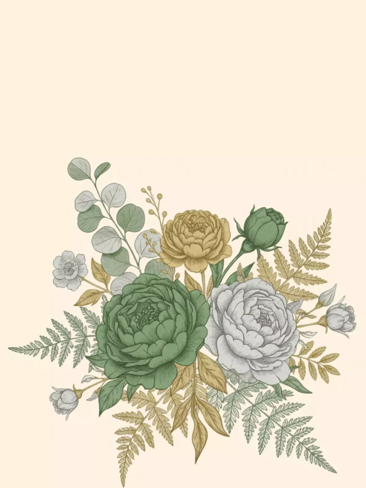 Elegant floral 'Thinking of You' card with a classic botanical illustration, featuring serif and sans-serif fonts. Suitable for friends and family.