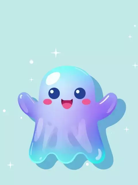 Whimsical 'Miss You' card featuring a transparent ghost with gradient fills and shadow effect, humorous design, ideal for friends and kids