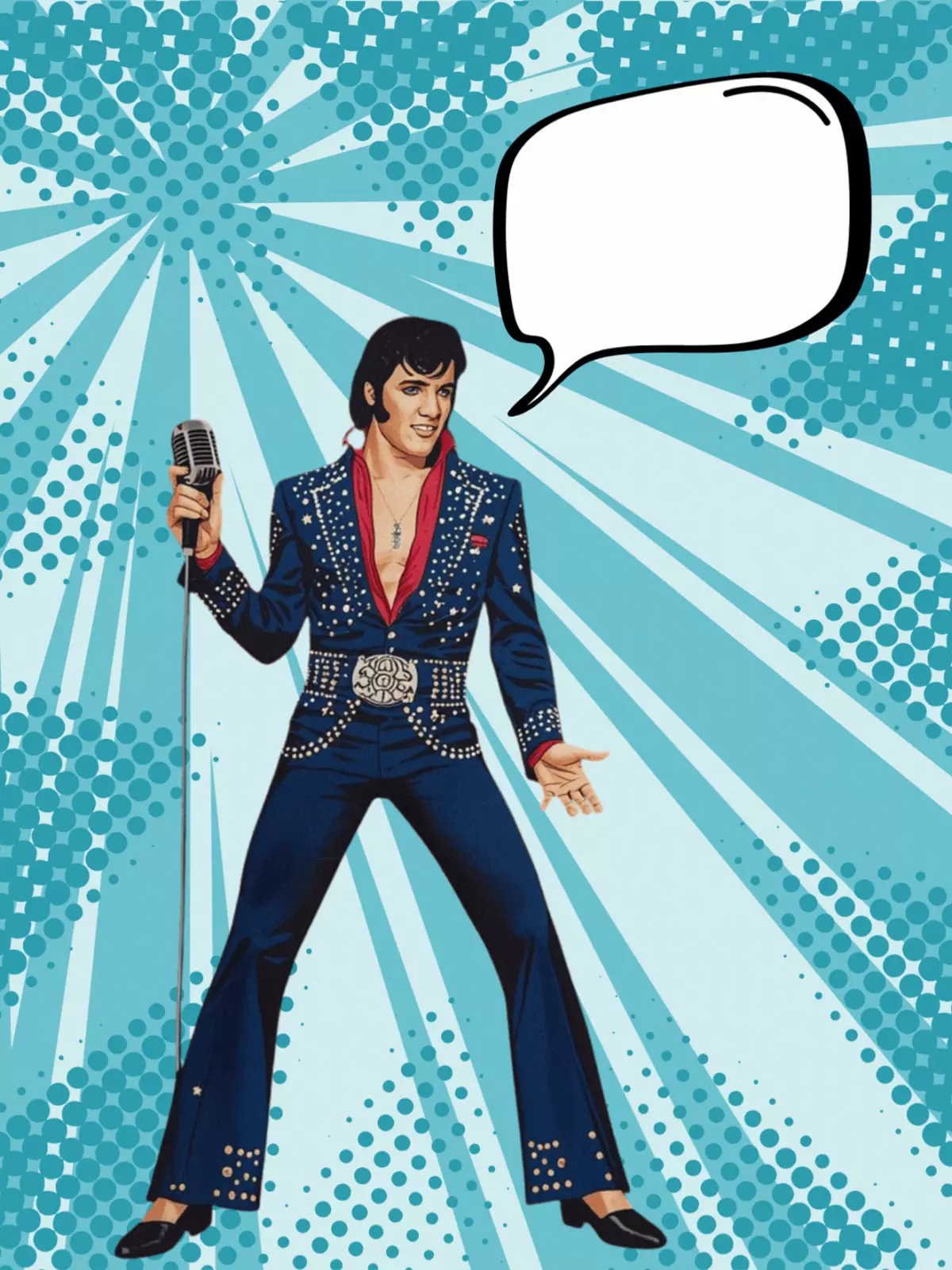 Humorous Employee Appreciation card featuring Elvis Presley illustration with velvet texture, lighthearted design, perfect for colleagues