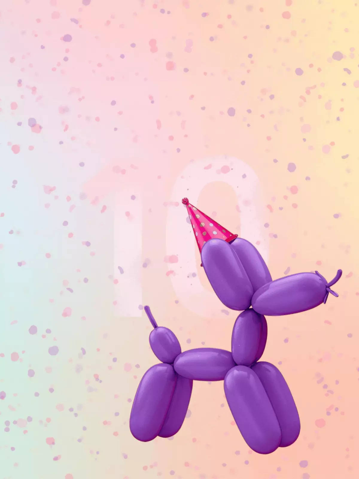 Playful watercolor 'just because' card featuring a lowercase design and a whimsical balloon animal, ideal for kids and friends.